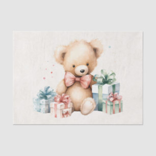 Cute Teddy Bear with Christmas Presents Tissue Paper