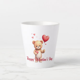 Cute Teddy Bear with Heart – Happy Valentine’s Day Latte Mug