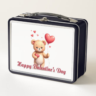 Cute Teddy Bear with Heart – Happy Valentine’s Day Metal Lunch Box