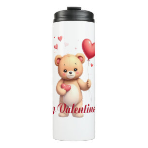 Cute Teddy Bear with Heart – Happy Valentine’s Day Thermal Tumbler