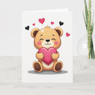 Cute Teddy Bear With Heart Love Card