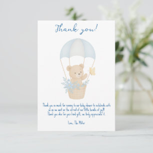 Cute Teddy Bear with Parachute Baby Shower Thank You Card