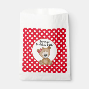 Cute Teddy Bear with Polka Dots Birthday Favour Bag