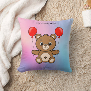 Cute Teddy Bear with Red Balloons Cartoon Cushion