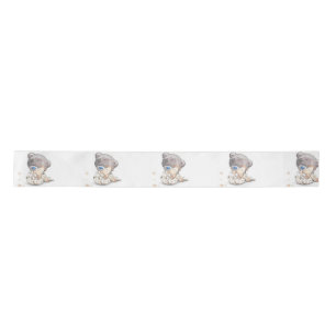 Cute teddy bear with toy customizable satin ribbon