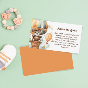 Cute Teddy Bear  Woodland Books for Baby Shower Enclosure Card