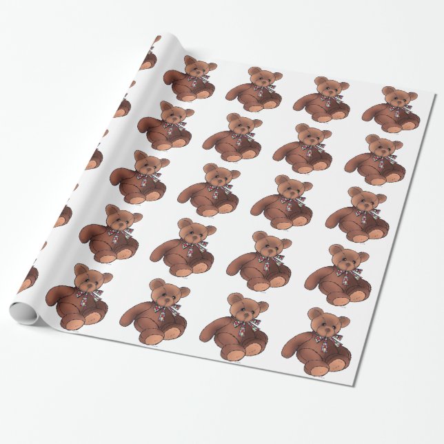 cute teddy bear wrapping paper (Unrolled)