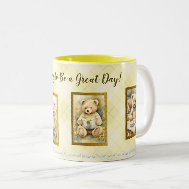 Cute Teddy Bear Yellow Great Day Mug Fun Happy (Front Right)