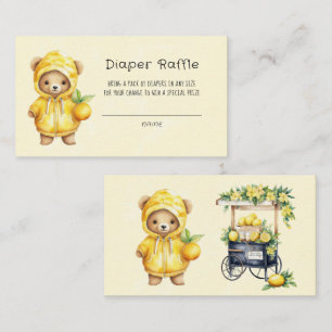 Cute Teddy Bear Yellow Lemon Diaper Raffle Business Card