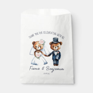 Cute teddy bears bridal couple wedding thank you favour bag
