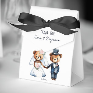 Cute teddy bears bridal couple wedding thank you favour box