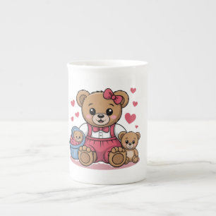 Cute Teddy Bears Family Design – Big & Small Bears Bone China Mug