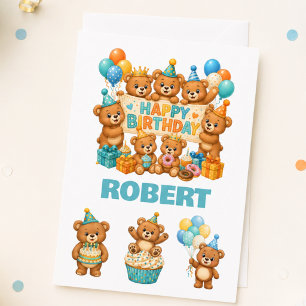 Cute Teddy Bears Happy Birthday Card