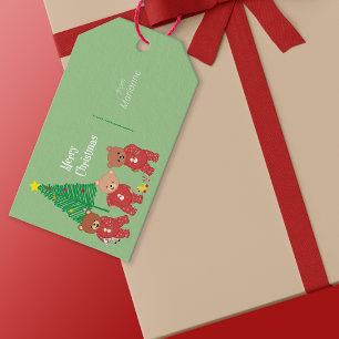 Cute Teddy Bears In Christmas Pyjamas Gift Tags