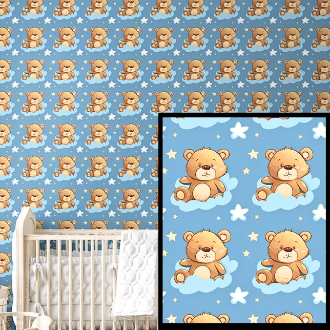 Cute Teddy Bears in Clouds Blue  Wallpaper (Creator Uploaded)