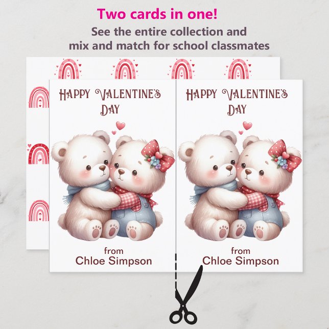 Cute Teddy Bears Kid's Valentine Classroom Card (Creator Uploaded)