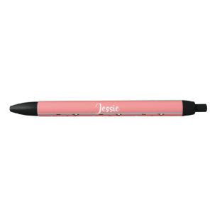 Cute teddy bears on pink black ink pen