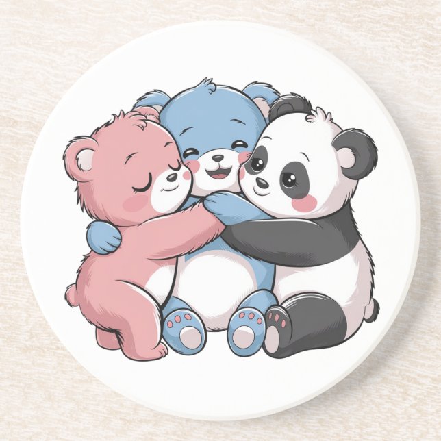 Cute Teddy Bears with Panda Coaster (Front)