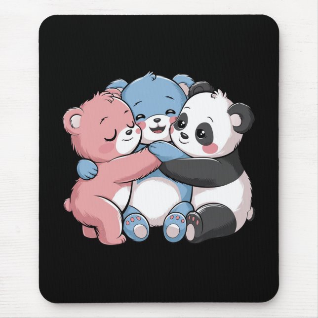 Cute Teddy Bears with Panda Mouse Pad (Front)