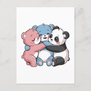 Cute Teddy Bears with Panda Postcard
