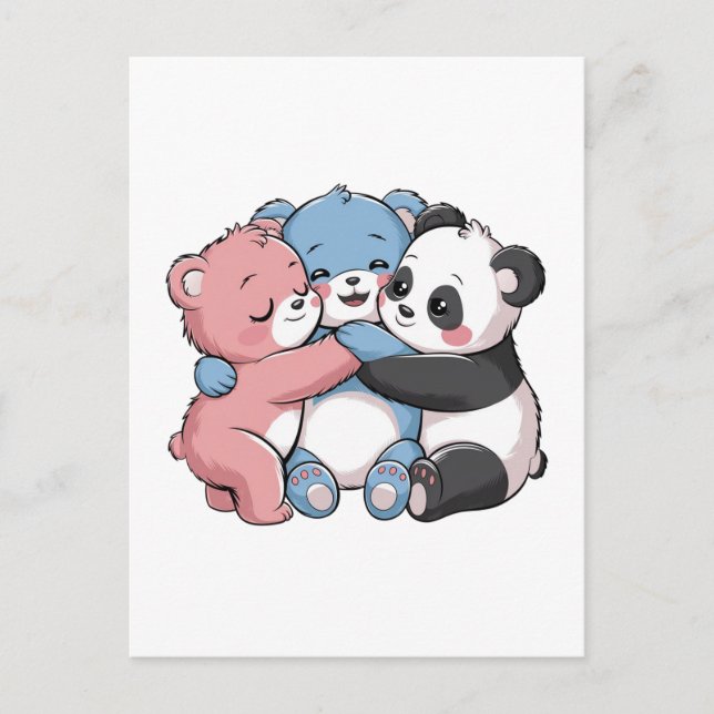 Cute Teddy Bears with Panda Postcard (Front)