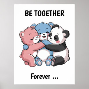 Cute Teddy Bears with Panda Poster