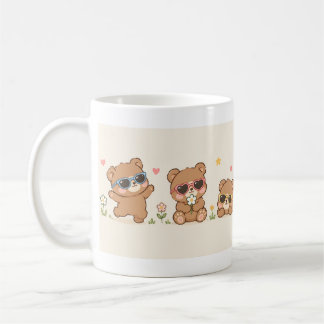 Cute Teddy Bears with Sunglasses Pattern Adorable Coffee Mug