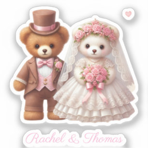 Cute Teddy Bride And Groom Wedding Custom Name