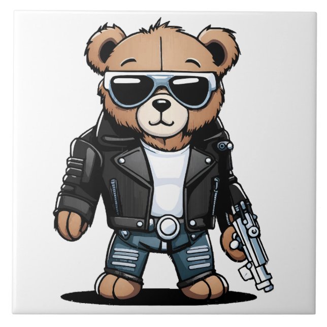 Cute Teddy Memes Ceramic Tile (Front)