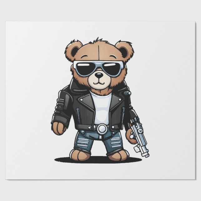 Cute Teddy Memes Wrapping Paper (Flat)