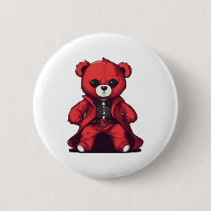 Cute teddy red boy 6 cm round badge