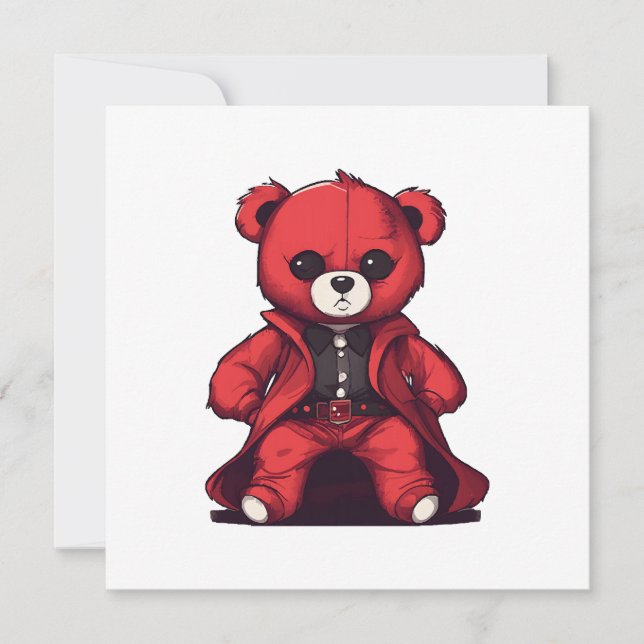 Cute teddy red boy invitation (Front)