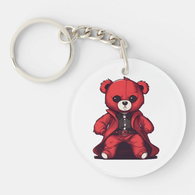 Cute teddy red boy key ring (Front)