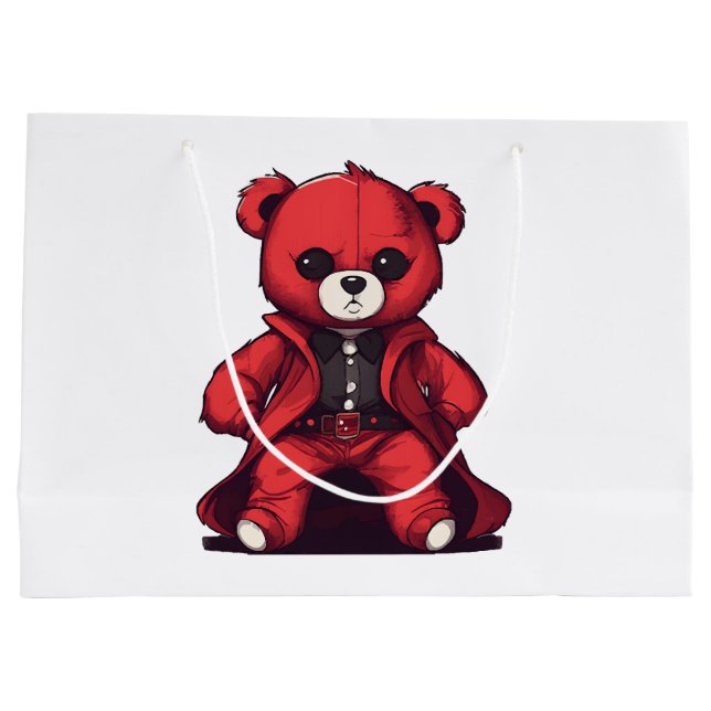 Cute teddy red boy large gift bag (Back)