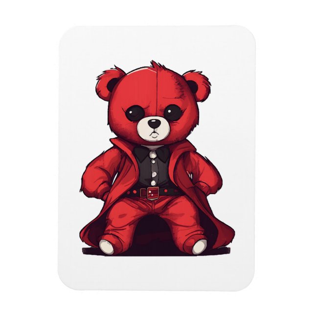 Cute teddy red boy magnet (Vertical)