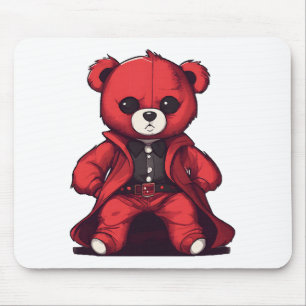 Cute teddy red boy mouse pad