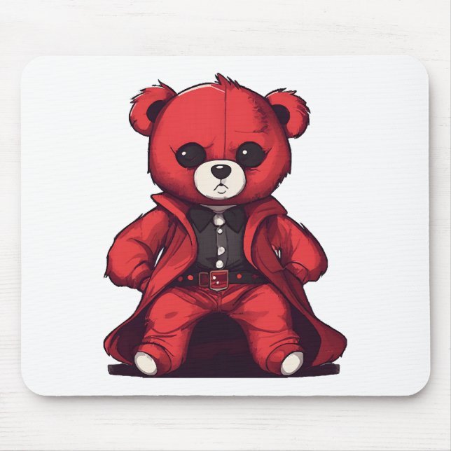 Cute teddy red boy mouse pad (Front)