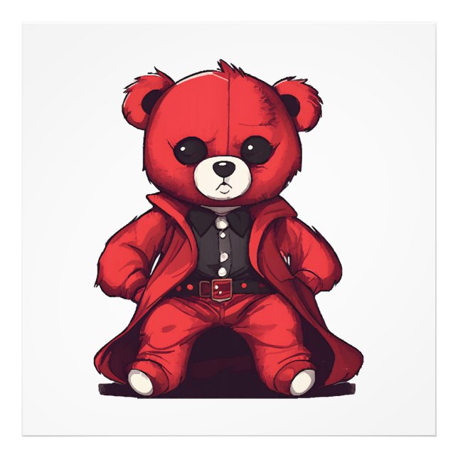 Cute teddy red boy photo print (Front)