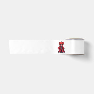 Cute teddy red boy satin ribbon