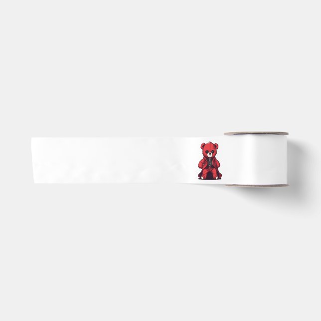 Cute teddy red boy satin ribbon (Front)