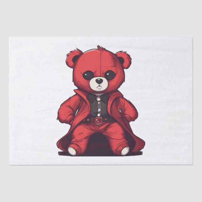 Cute teddy red boy tissue paper (Front)