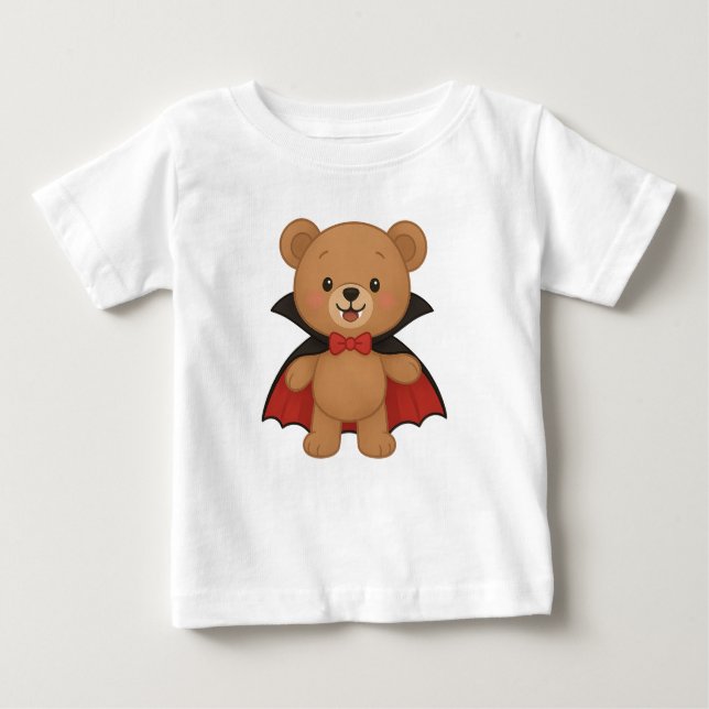 Cute Teddy Vampire Adorable Halloween Design Baby T-Shirt (Front)