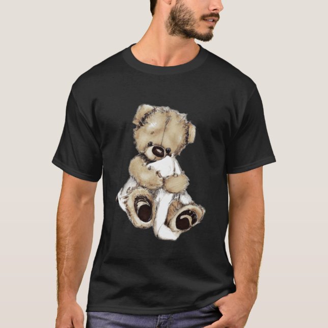 Cute teddy with blanket teddy bear with cuddly bla T-Shirt (Front)