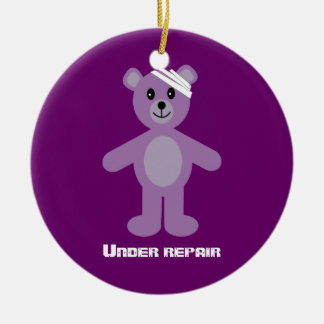 Cute TeddyBear Under Repair Recovery Anniversary Ceramic Ornament