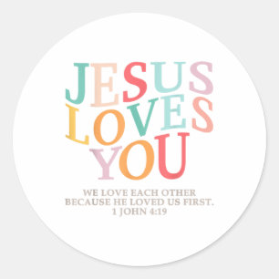 Cute Teen Boys Jesus Loves You Christian-shirt Tod Classic Round Sticker