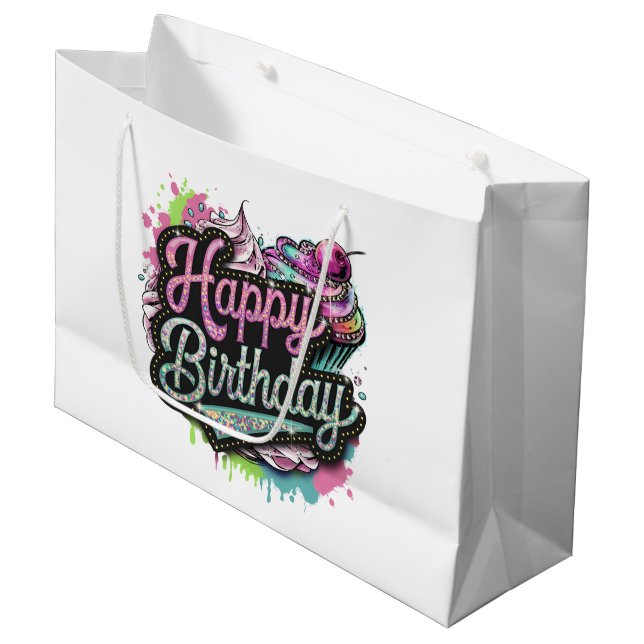 Cute teen girls Happy Birthday  Large Gift Bag (Front Angled)