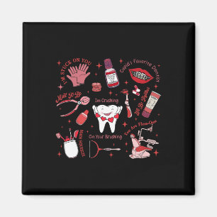 Cute Teeth Dental Squad Crew Valentine Day Ortho B Magnet
