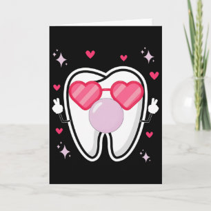 Cute Teeth Heart Sungl Blowing Gum Dental Squad Va Card