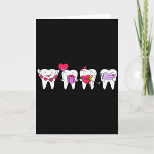 Cute Teeth Heart Valentines Dental Hygienist Denti Card