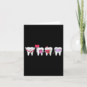 Cute Teeth Heart Valentines Dental Hygienist Denti Card